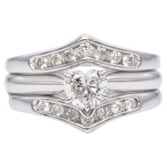 Used 14K White Gold Heart-Cut 0.57 TCW Diamond Engagement Ring Set
