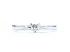 14K White Gold Heart Cut Diamond Solitaire Ring- Modern Design