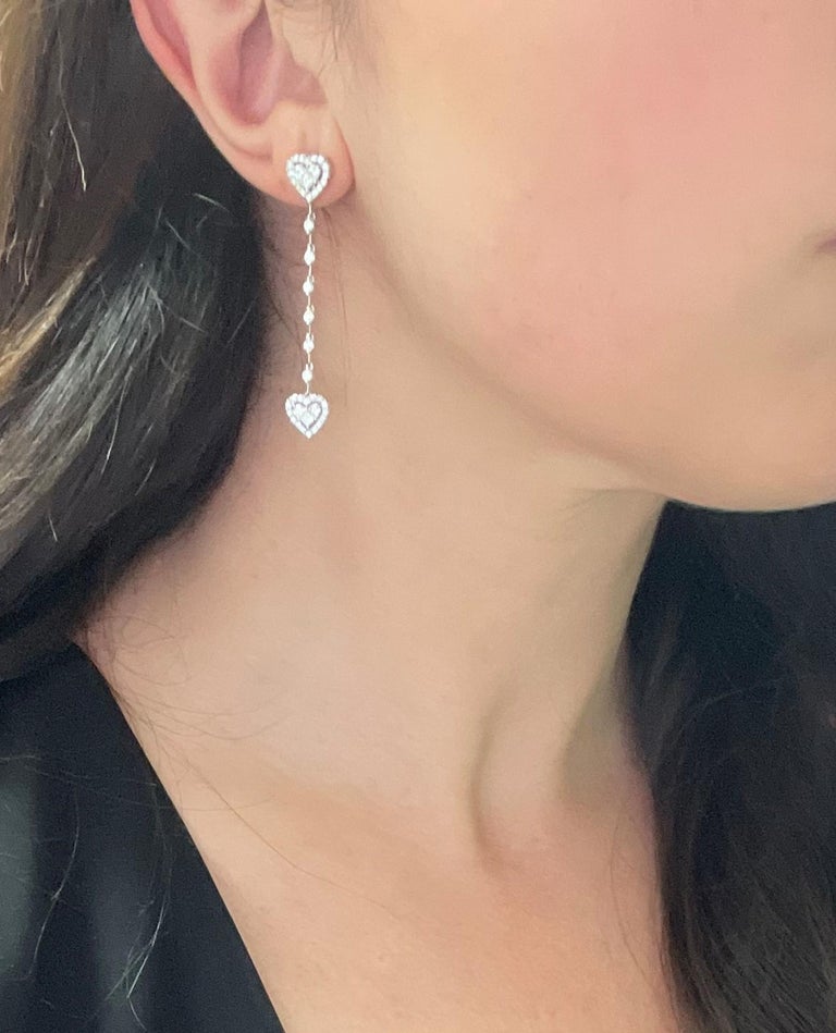 Gem Treasures 2.80ctw White Topaz & Zircon Heart Dangle Earrings main image 0
