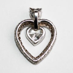14K White Gold Heart Diamond Pendant 1.00ct
