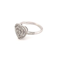 14K White Gold Heart Diamond Ring