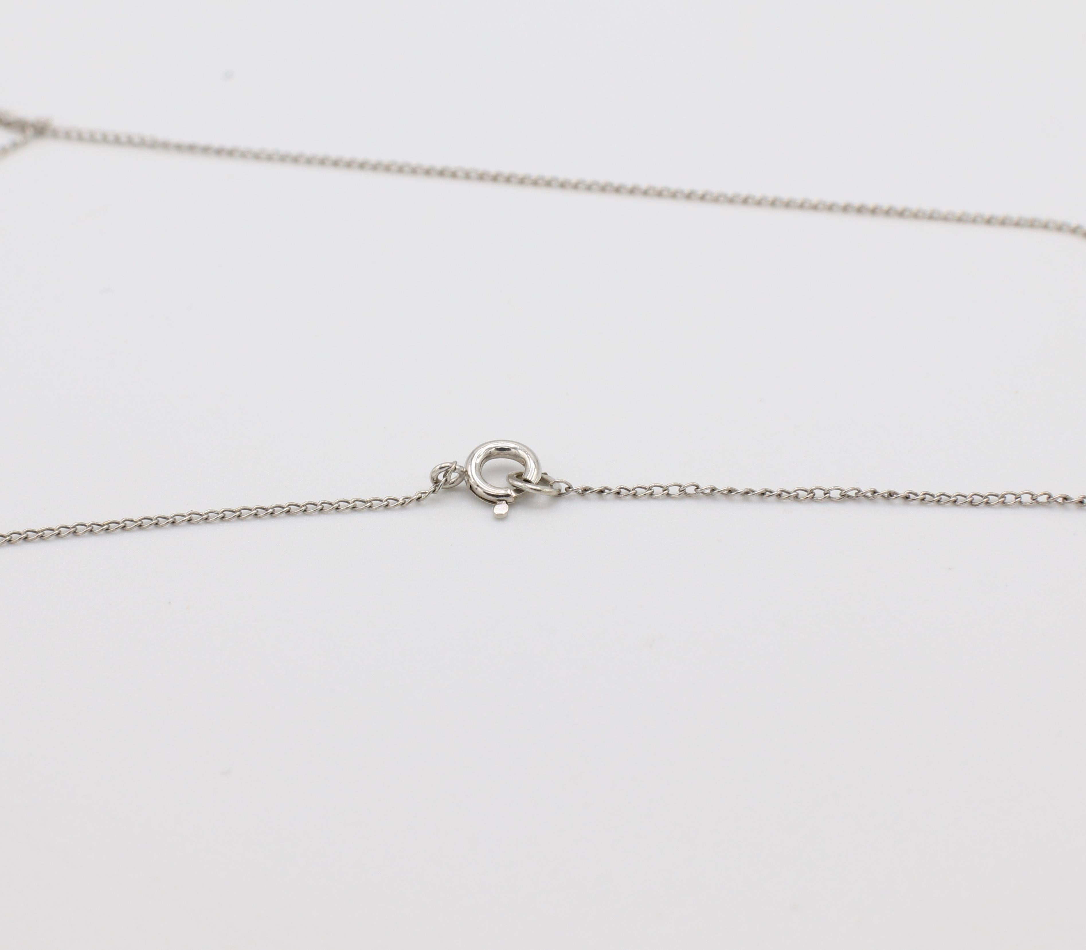 Women's 14 Karat White Gold Heart Shape Diamond Double Halo Pendant Drop Necklace