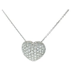 14K White Gold Heart Shape Pavé Necklace Pendant