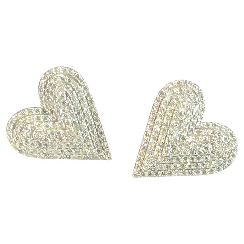 14K Weißgold Herzförmige Pave' Diamant-Ohrringe 0,51 Karat