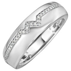14K White Gold Heartbeat Diamond Band Ring