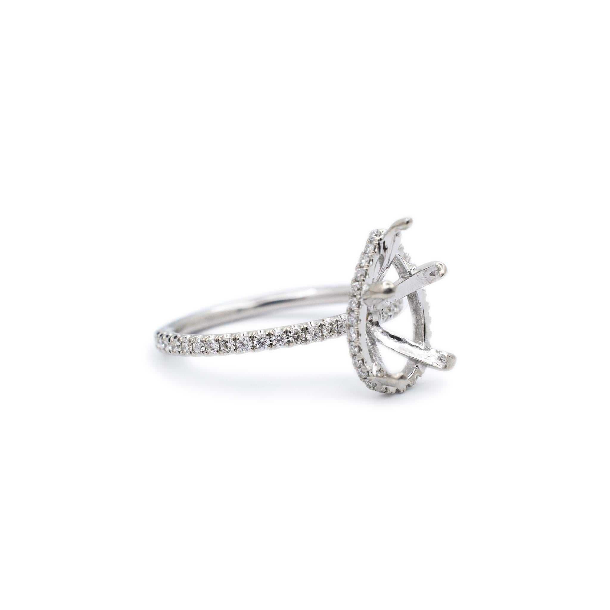 14K Weißgold Hidden Halo Diamant Birnenform Semi Mount Verlobungsring (Rundschliff)