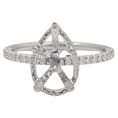 14K Weißgold Hidden Halo Diamant Birnenform Semi Mount Verlobungsring