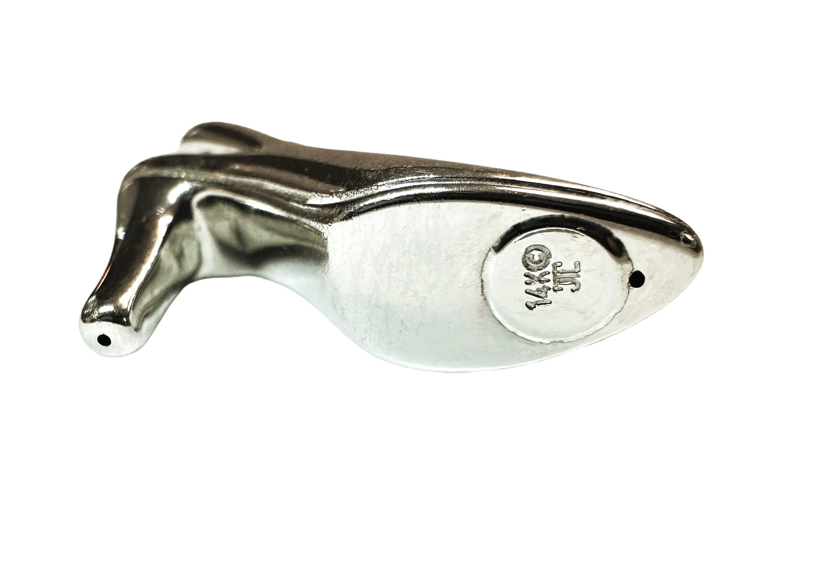 14k White Gold High-Heeled Shoe Pendant and 14K White Gold Chain For Sale 3