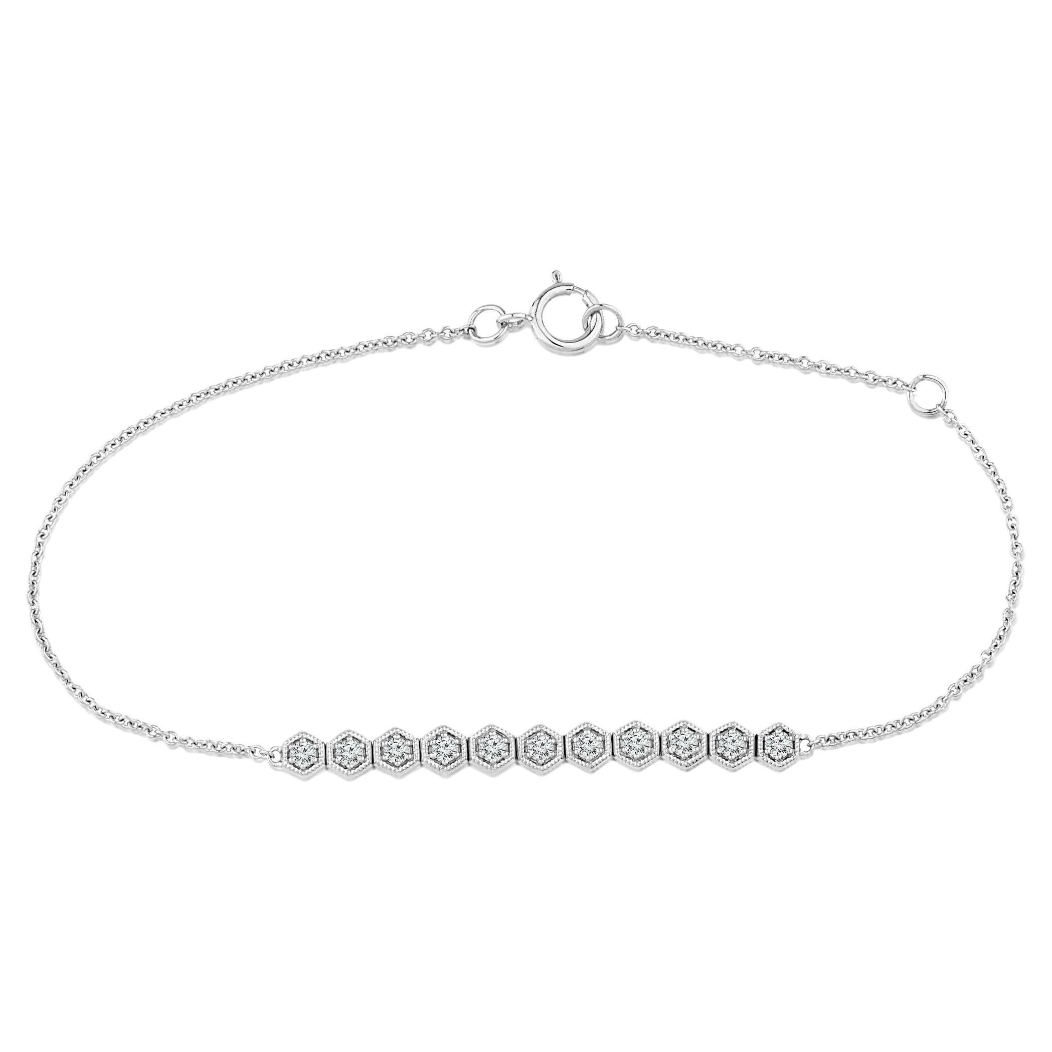 Bracelet de diamants en nid d'abeille en or blanc 14K