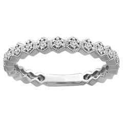 14K White Gold Honeycomb Diamond Stackable Ring