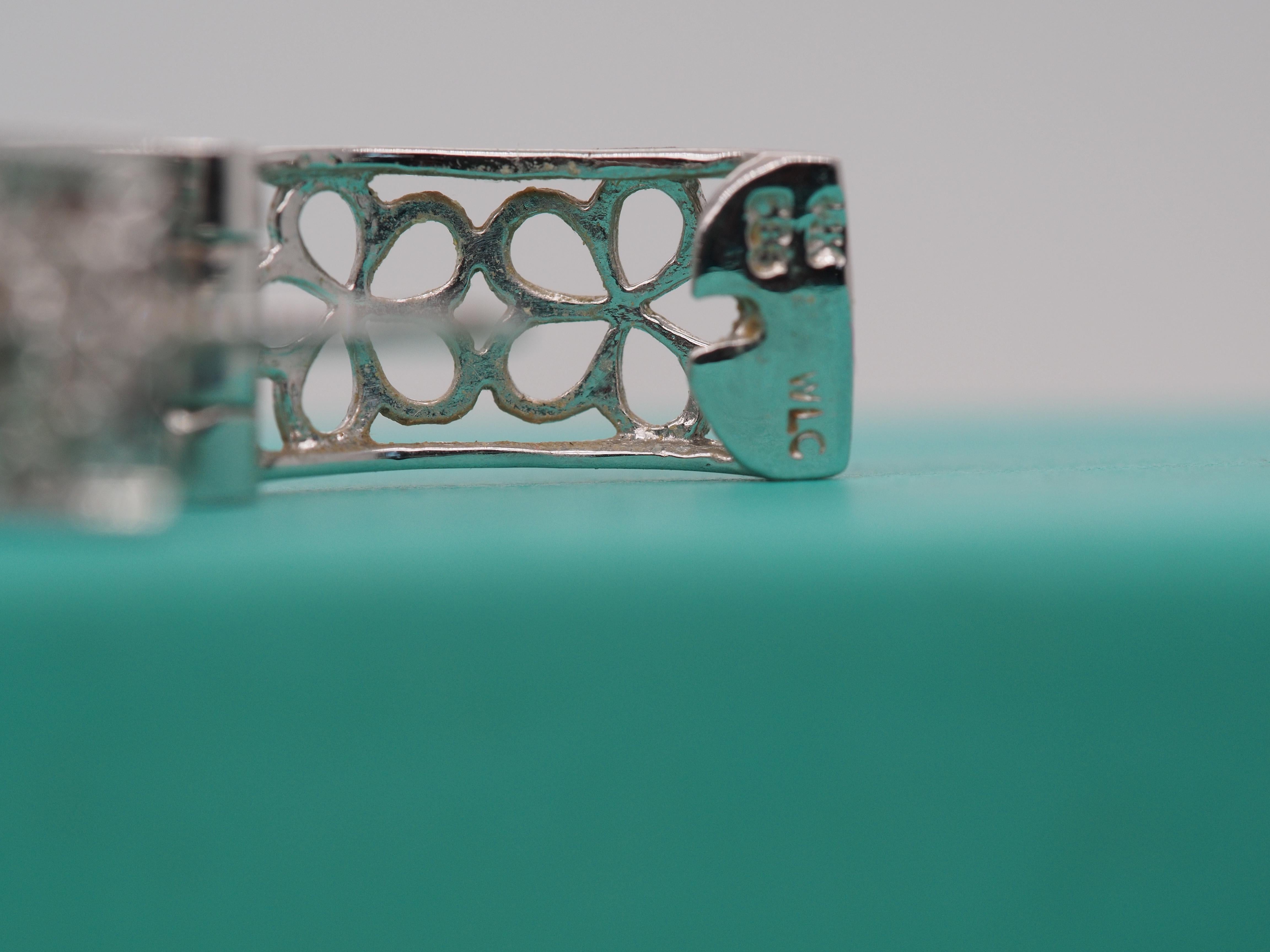 14k White Gold Hoop Huggie Diamond Earrings In Good Condition For Sale In Hicksville, NY