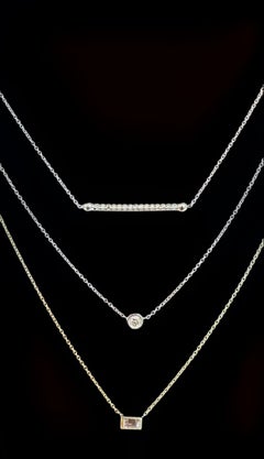 14K White Gold Horizontal Bar Diamond Necklace