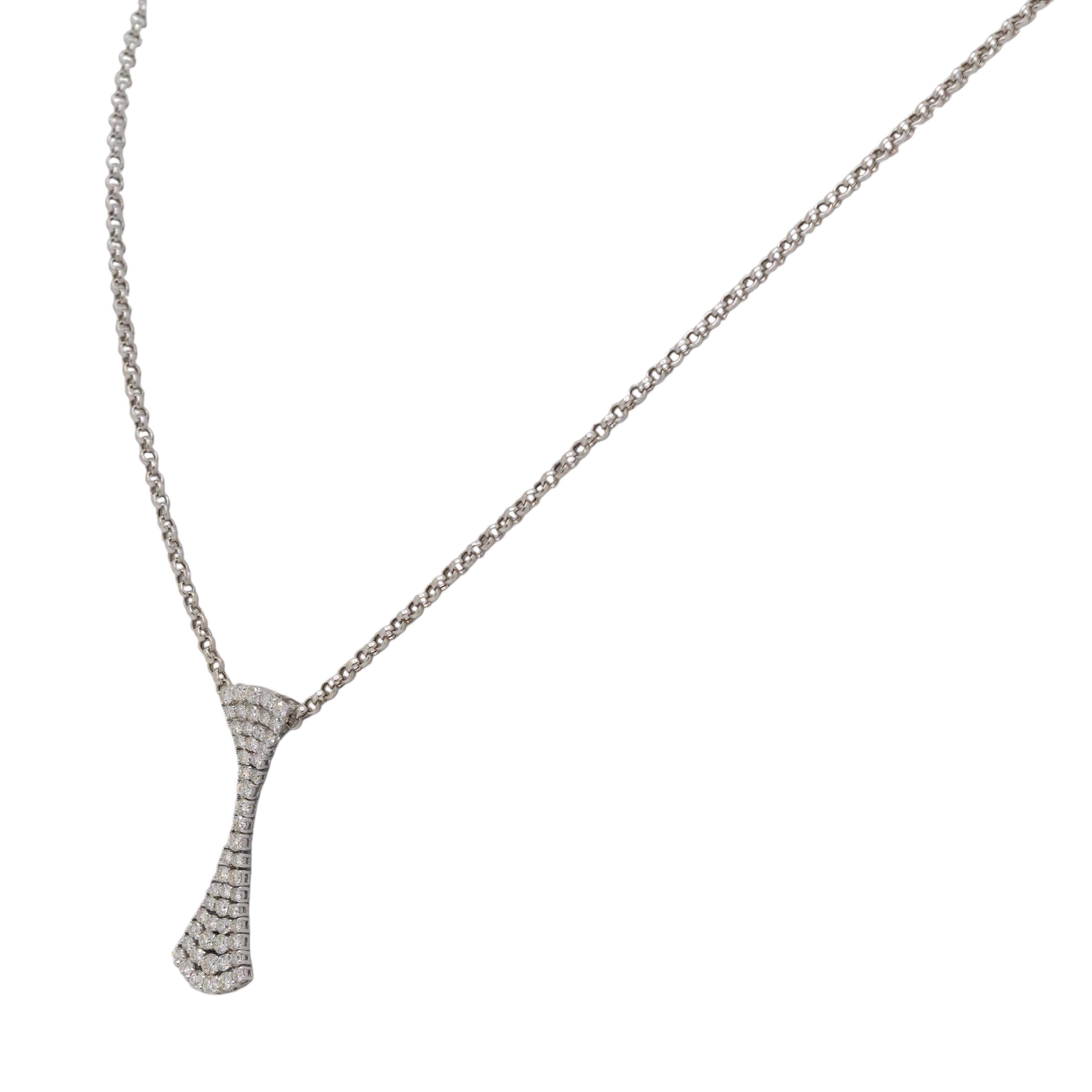 14k Weißgold Sanduhr-Halskette mit Diamant-Anhänger in Form einer Sanduhr (Rundschliff)