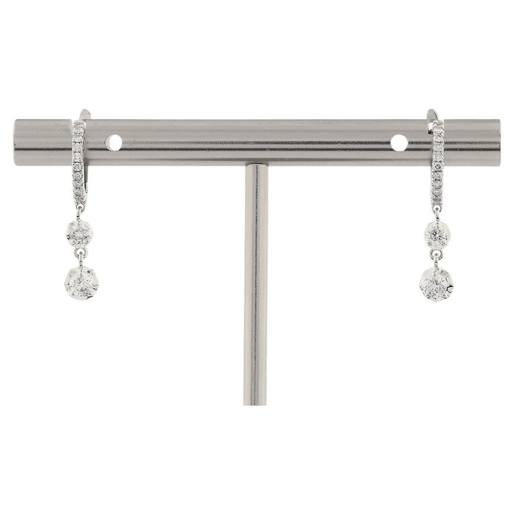 Oro blanco 14 kt - Pendientes Destello Graduado 0,44ct (Diamante Natural )