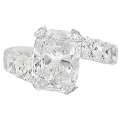 14k White Gold IGI Certified 4.05ctw Cushion Modified Brilliant Lab Ring