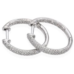 14k White Gold Inside Out 0.53tcw Diamond Hoop Earrings