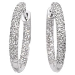 14K White Gold Inside Out 0.53 TCW Diamond Hoop Earrings