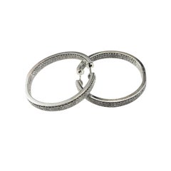 14K White Gold Inside-Out Diamond Hoop Earrings #22776