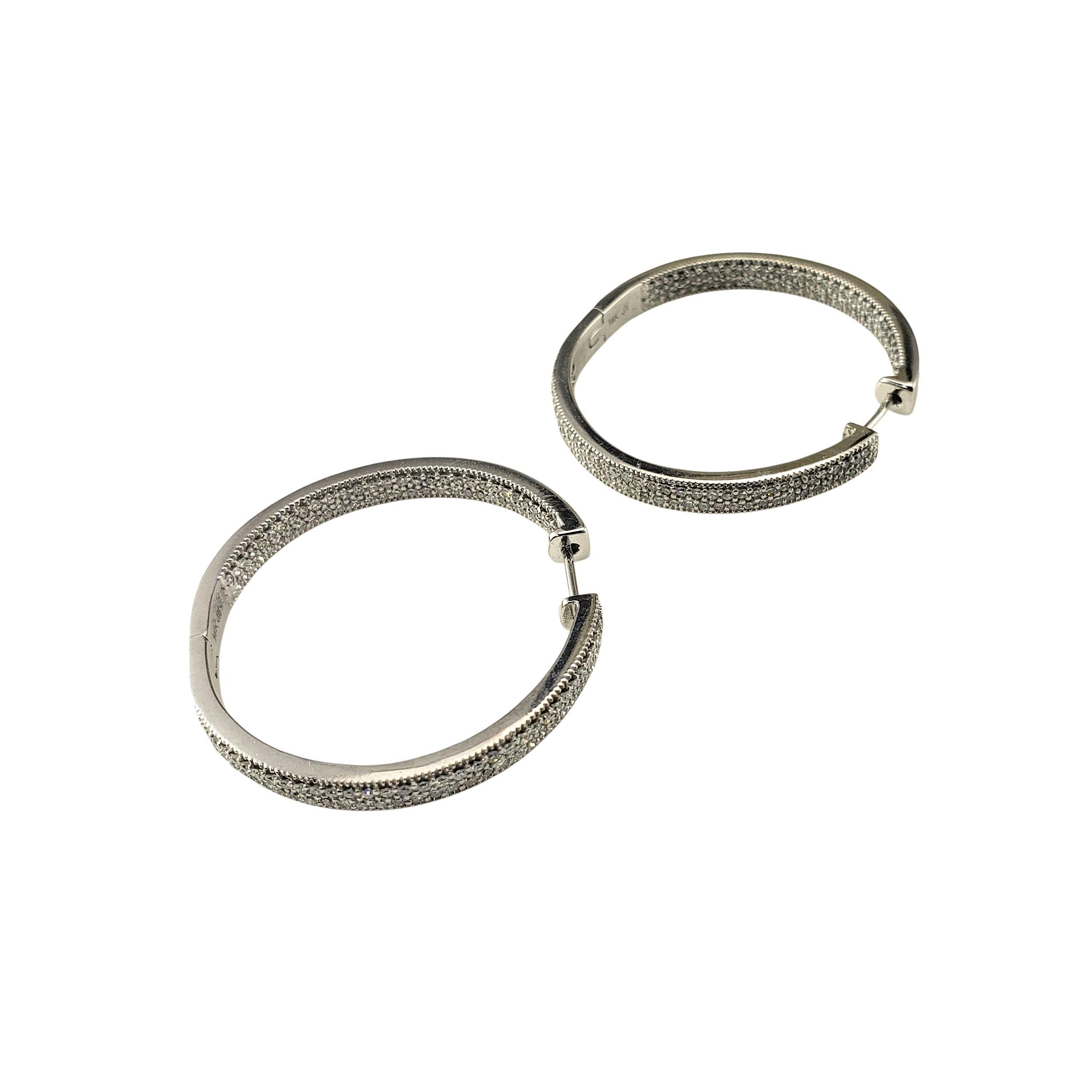 Single Cut 14K White Gold Inside-Out Diamond Hoop Earrings #22776 For Sale