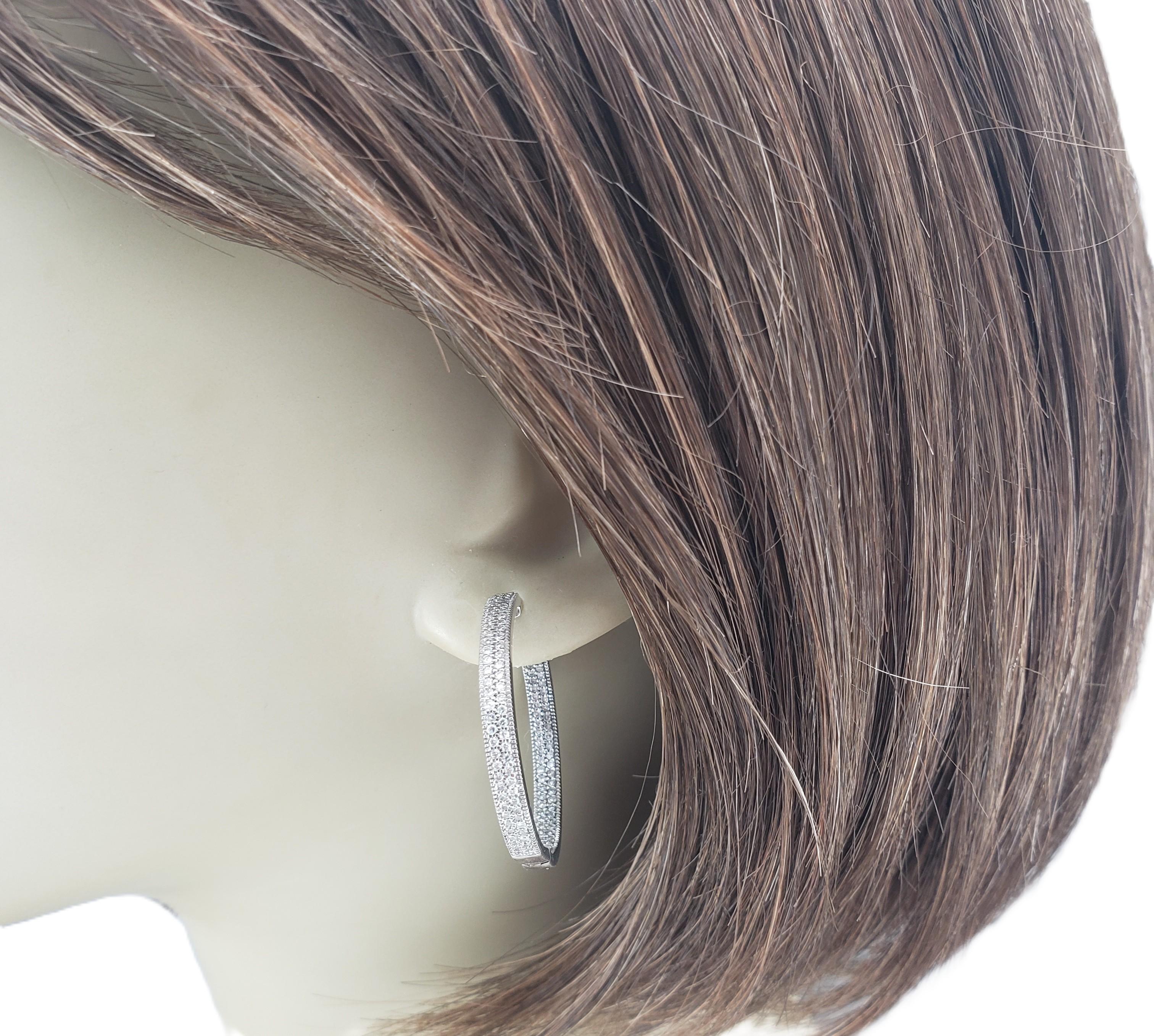 14K White Gold Inside-Out Diamond Hoop Earrings #22776 For Sale 2