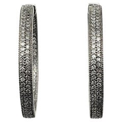 14K White Gold Inside-Out Diamond Hoop Earrings #22776