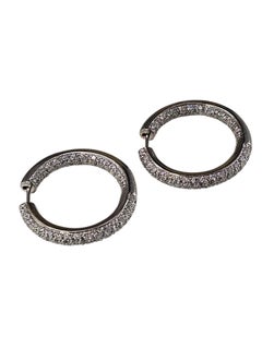 14K White Gold Inside-Out Diamond Hoop Earrings #25489