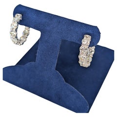 14K White Gold Inside Out Diamond Hoop Earrings totaling 6.10ct F-G, VS