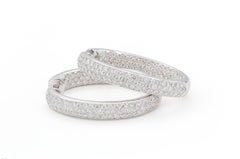 14k White Gold Inside Outside Diamond Hoop Earrings 7.60ctw