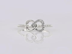 14K White Gold Interlocking Heart Infinity with Diamond Accents Ring