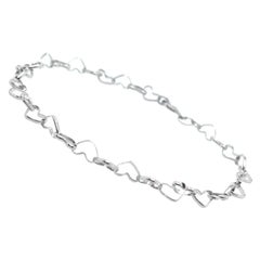 Pulsera Cadena Corazones Entrelazados Oro Blanco 14K - Estilo Apilable
