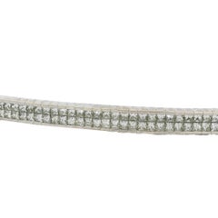14k White Gold Invisible Set Two Row Natural 8.31ctw Diamond Bracelet
