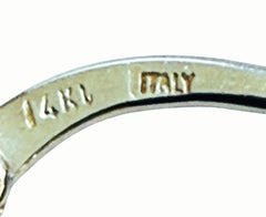 14k White Gold Italian Oval Hoop Cross Over Earrings