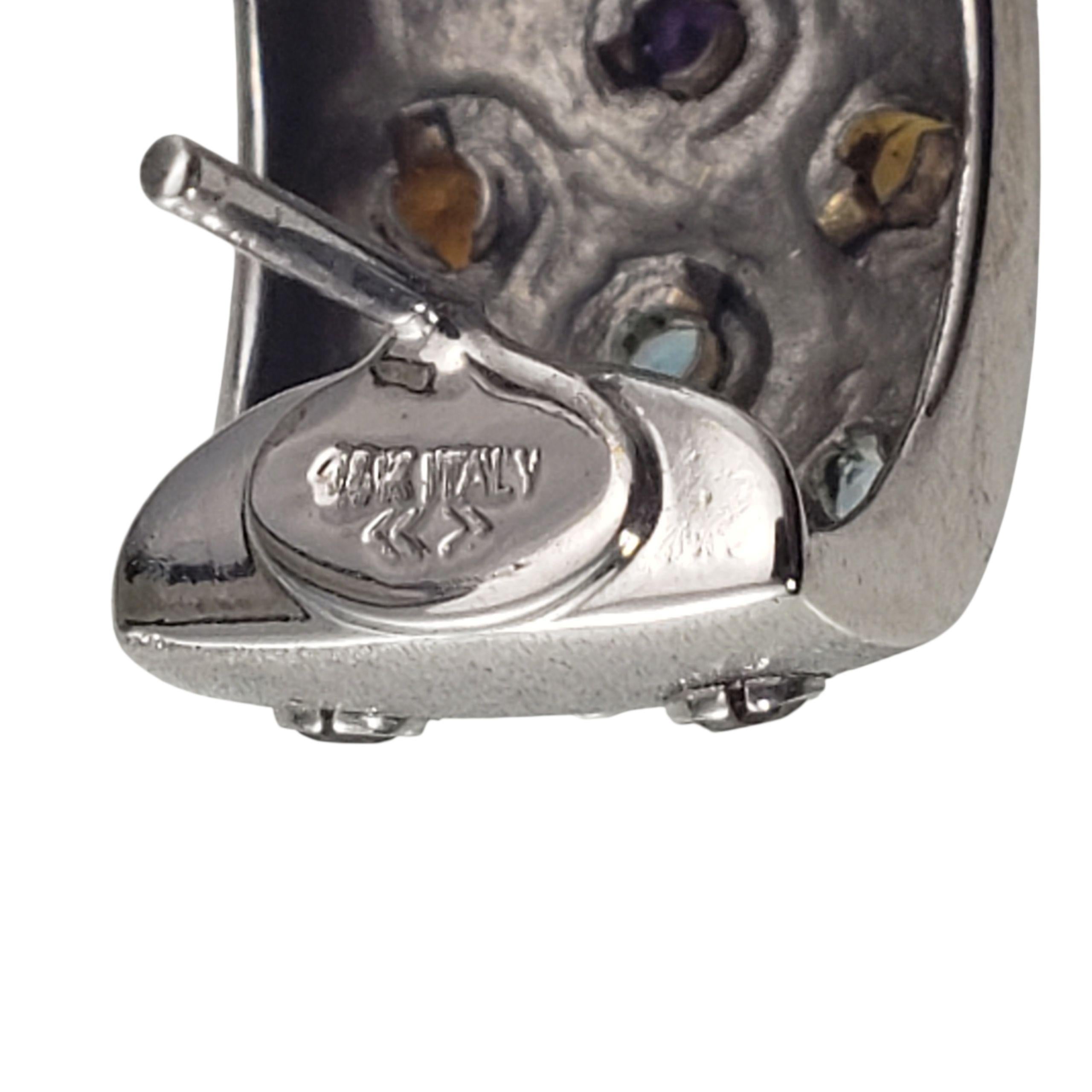 14K White Gold J Hoop Gemstone Earrings JAGi Certified #22685 For Sale 1