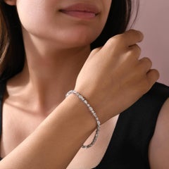 Joyas de oro blanco de 14 quilates Pulsera de tenis con diamantes talla múltiple de 6,49 quilates