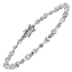 Joyas de oro blanco de 14 quilates Pulsera de tenis con diamantes talla múltiple de 6,49 quilates