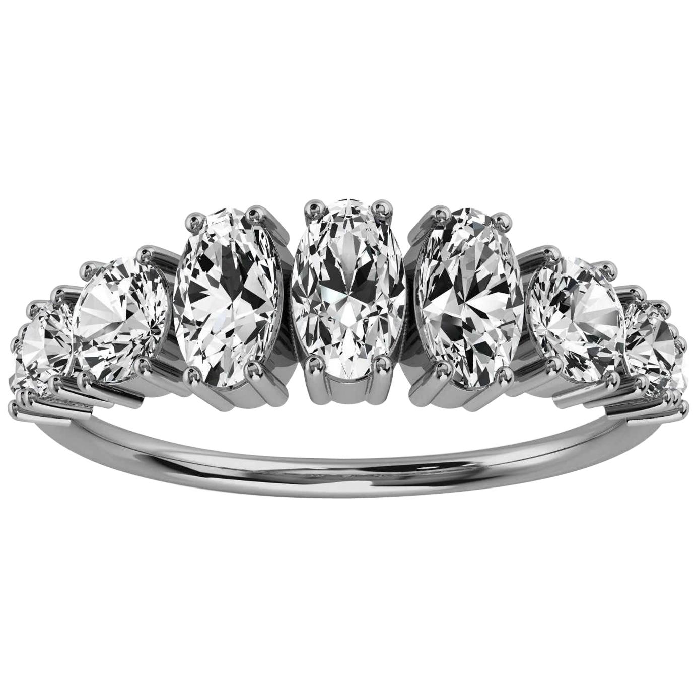 14k White Gold Kym Oval and Round Organic Design Diamond Ring '1 1/4 Ct. Tw' For Sale