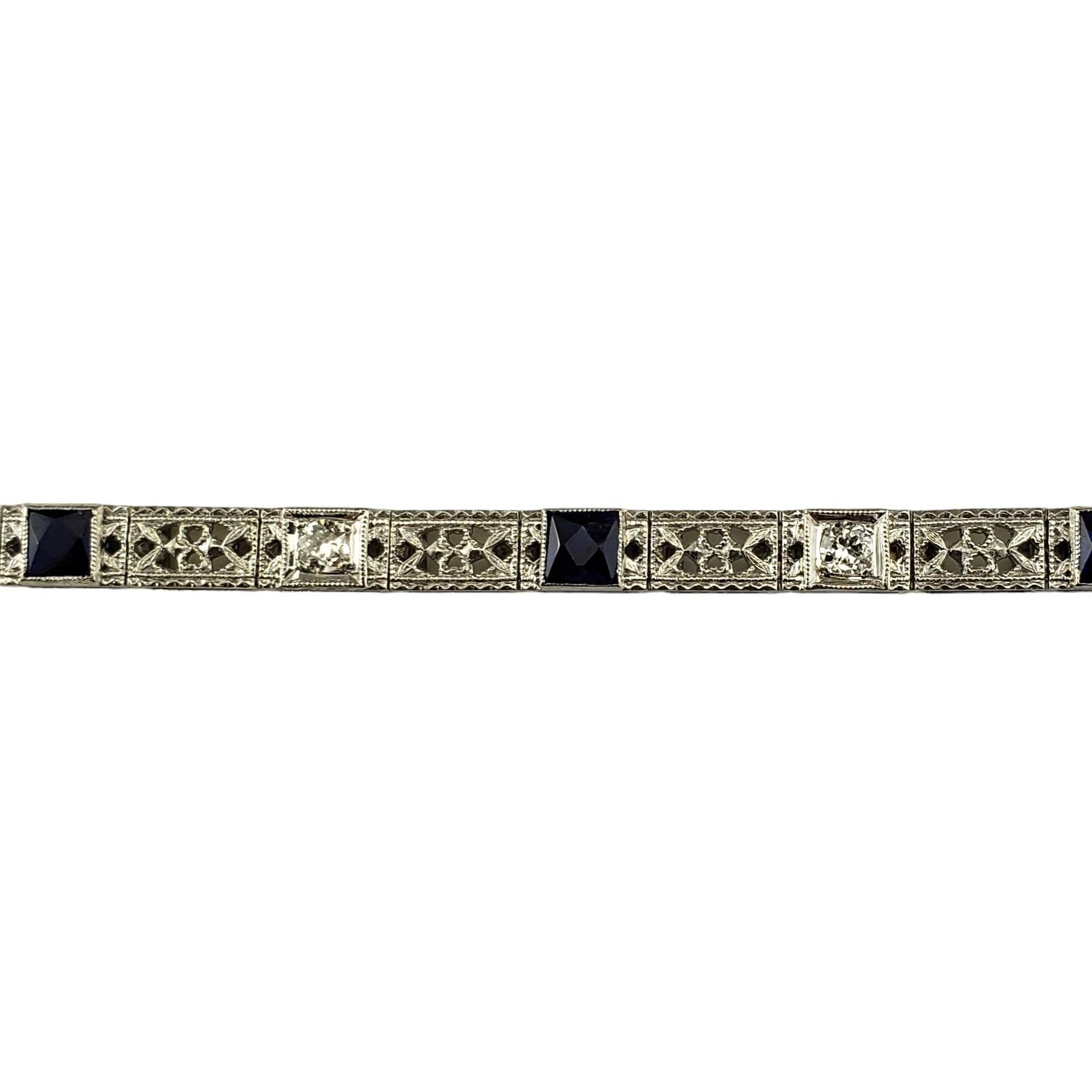 Bracelet en or blanc 14 carats avec saphirs et diamants créés en laboratoire n° 17071 en vente 1