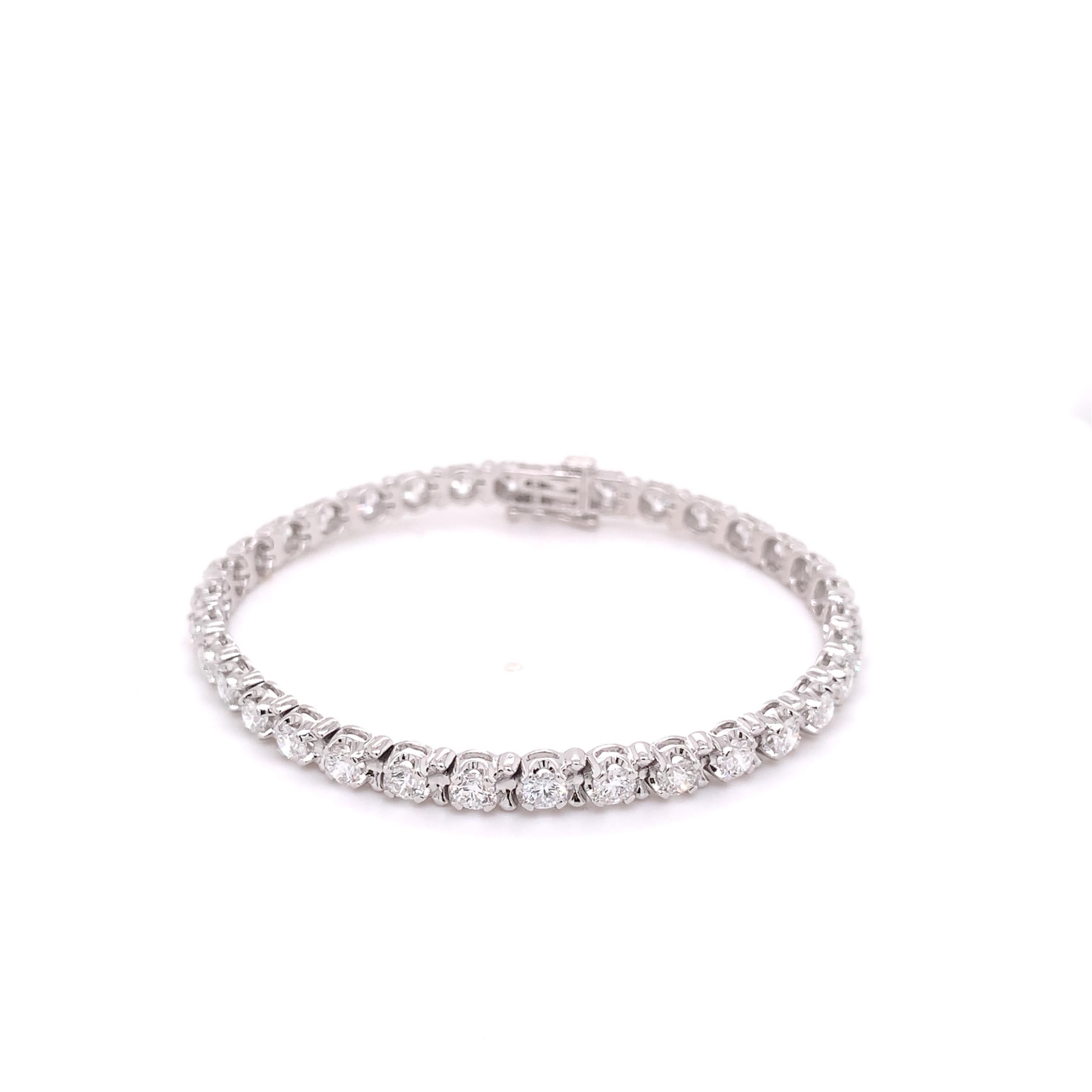 Modern 14K White Gold Lab Grown 5.12 Carat Diamond Tennis Bracelet