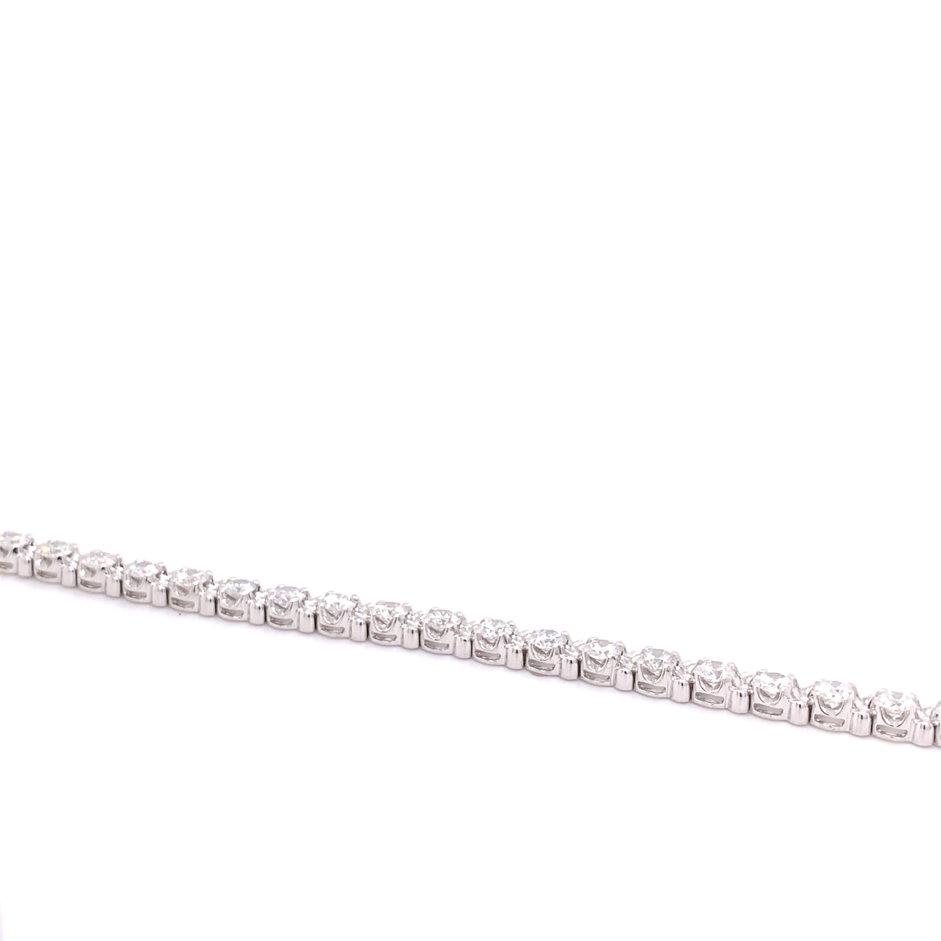 Round Cut 14K White Gold Lab Grown 5.12 Carat Diamond Tennis Bracelet