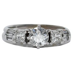 Antique 14K White Gold Ladies Diamond Engagement Ring, .70ct Ctr, 5g