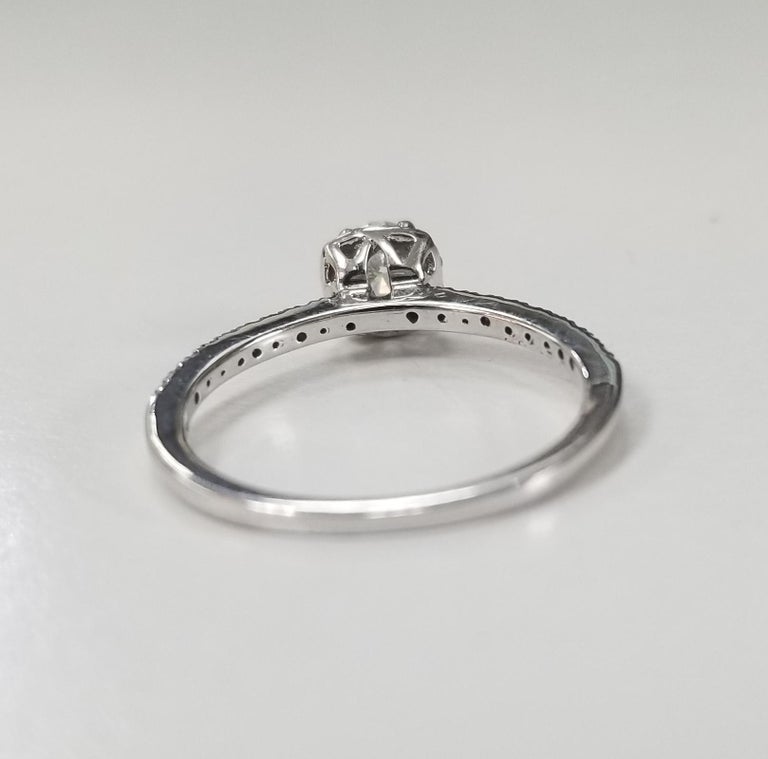 14 Karat White Gold Ladies Diamond Halo Ring For Sale at 1stDibs