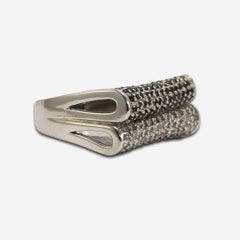 Bague pour femmes en or blanc 14 carats, diamant et hématite