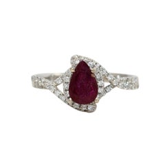 Used 14k White Gold Ladies Ruby and Diamond Ring