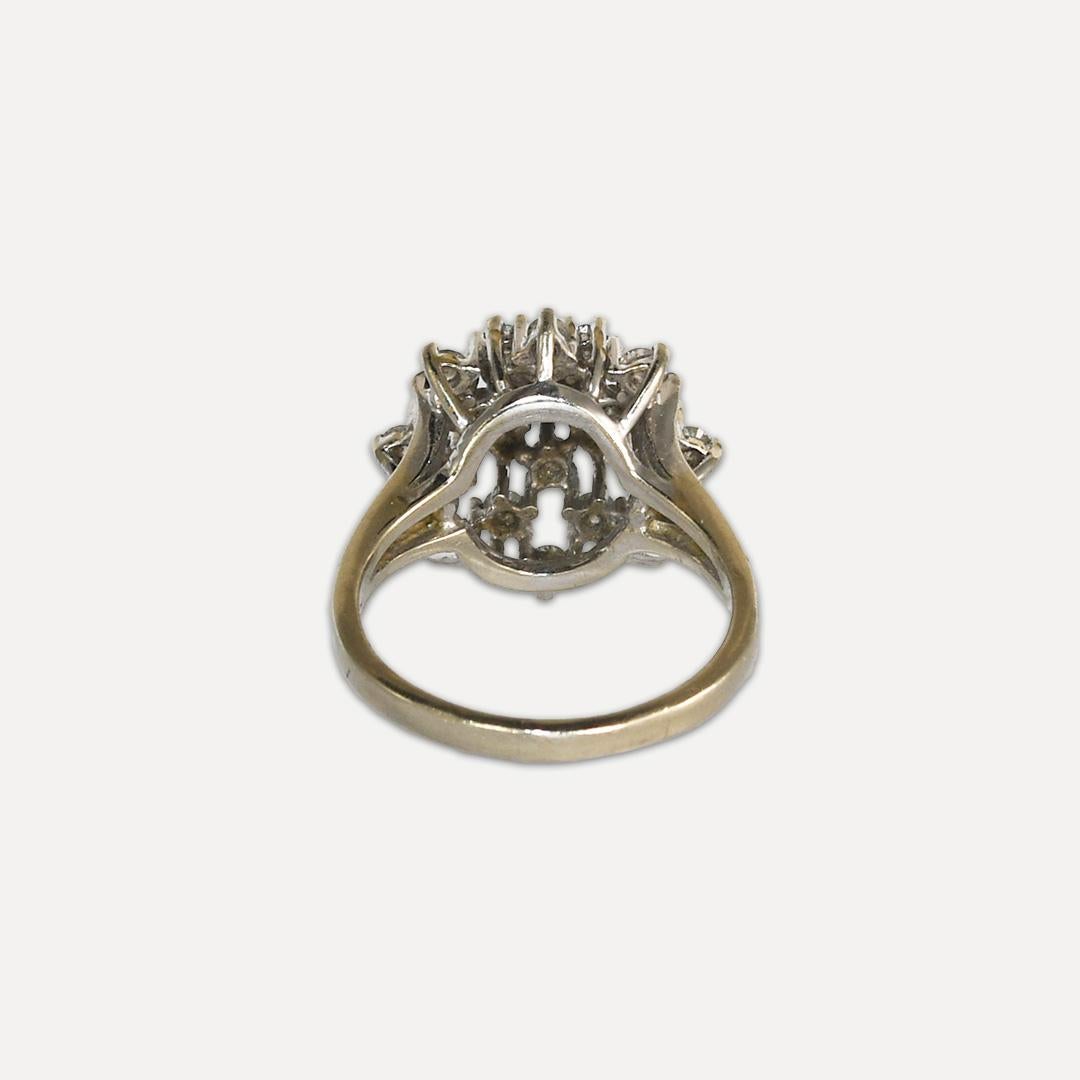 Women's or Men's 14K White Gold Ladies' Vintage Diamond Cluster Ring 0.50 ct For Sale