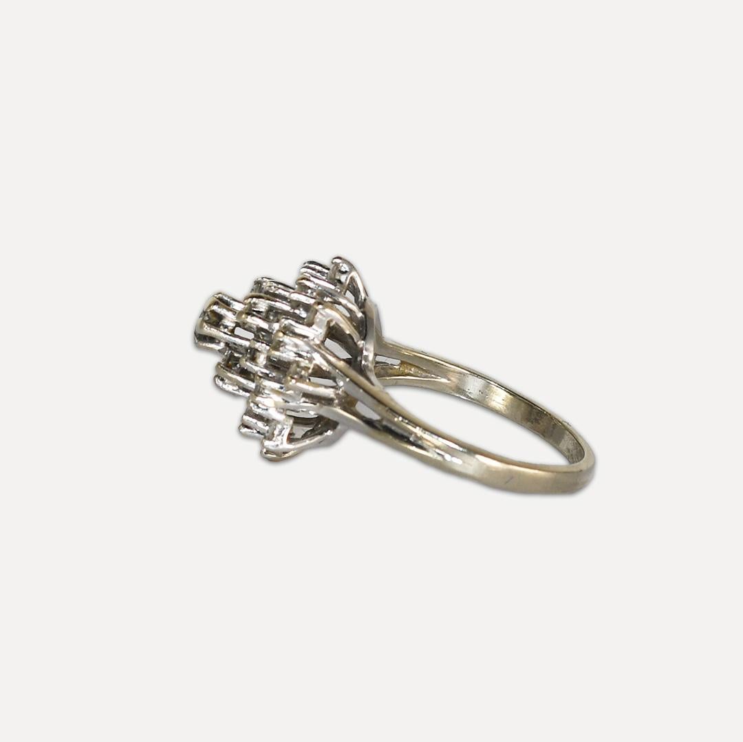 14K Weißgold Damen' Vintage Diamant-Cluster-Ring mit 0,50 Karat Diamant im Angebot 1