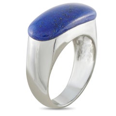 14K White Gold Lapis Lazuli Signet Ring MF09-062626