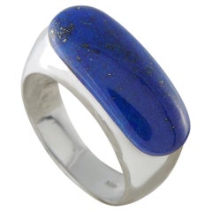 14K White Gold Lapis Lazuli Signet Ring MF09-062626