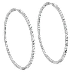 14k White Gold Large Hoop Inside-Out Diamond Earrings