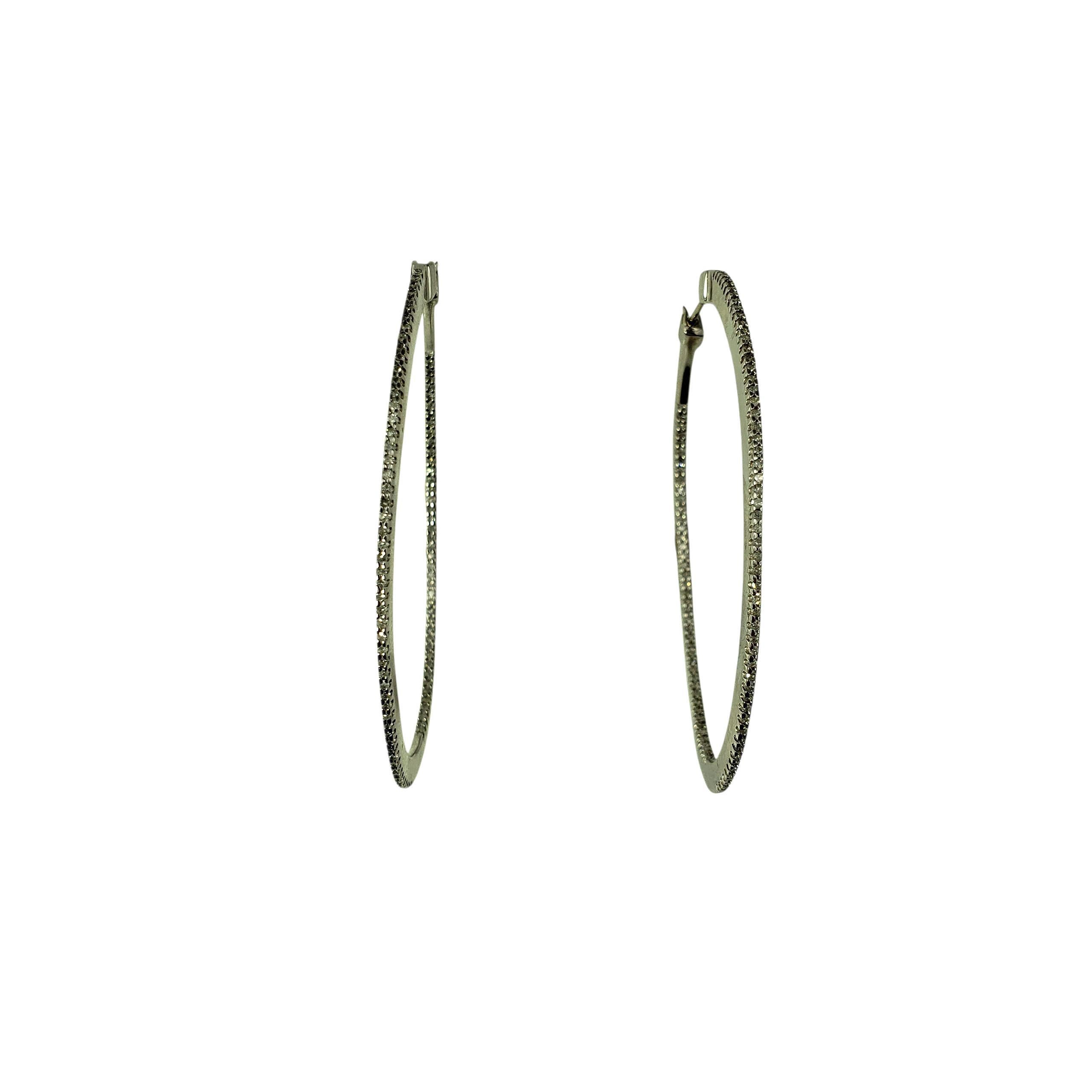 Pendientes de aro de diamantes ovalados de oro blanco de 14 quilates #22445 en venta 3