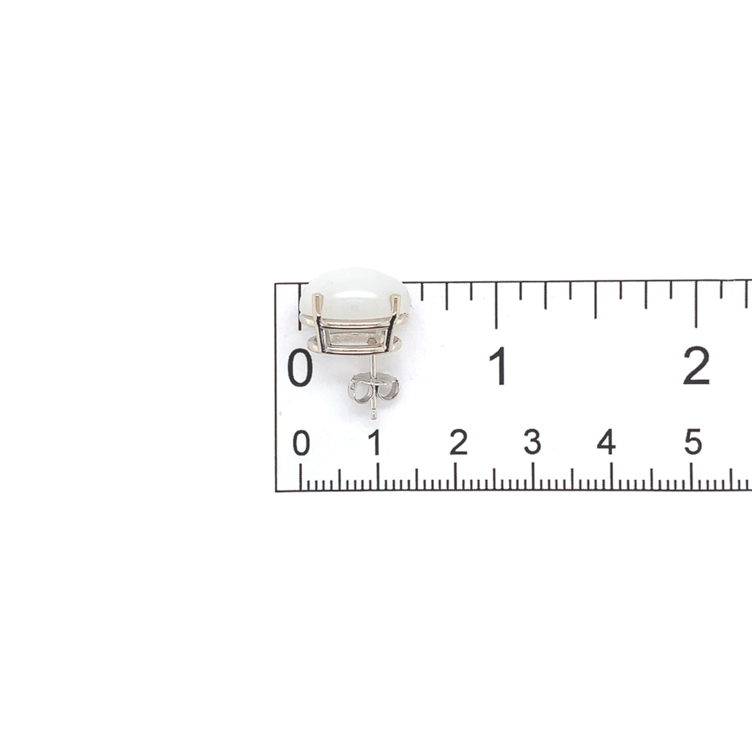 14K Weißgold große ovale Mondstein Ohrstecker 11,20 Karat tw im Angebot 3